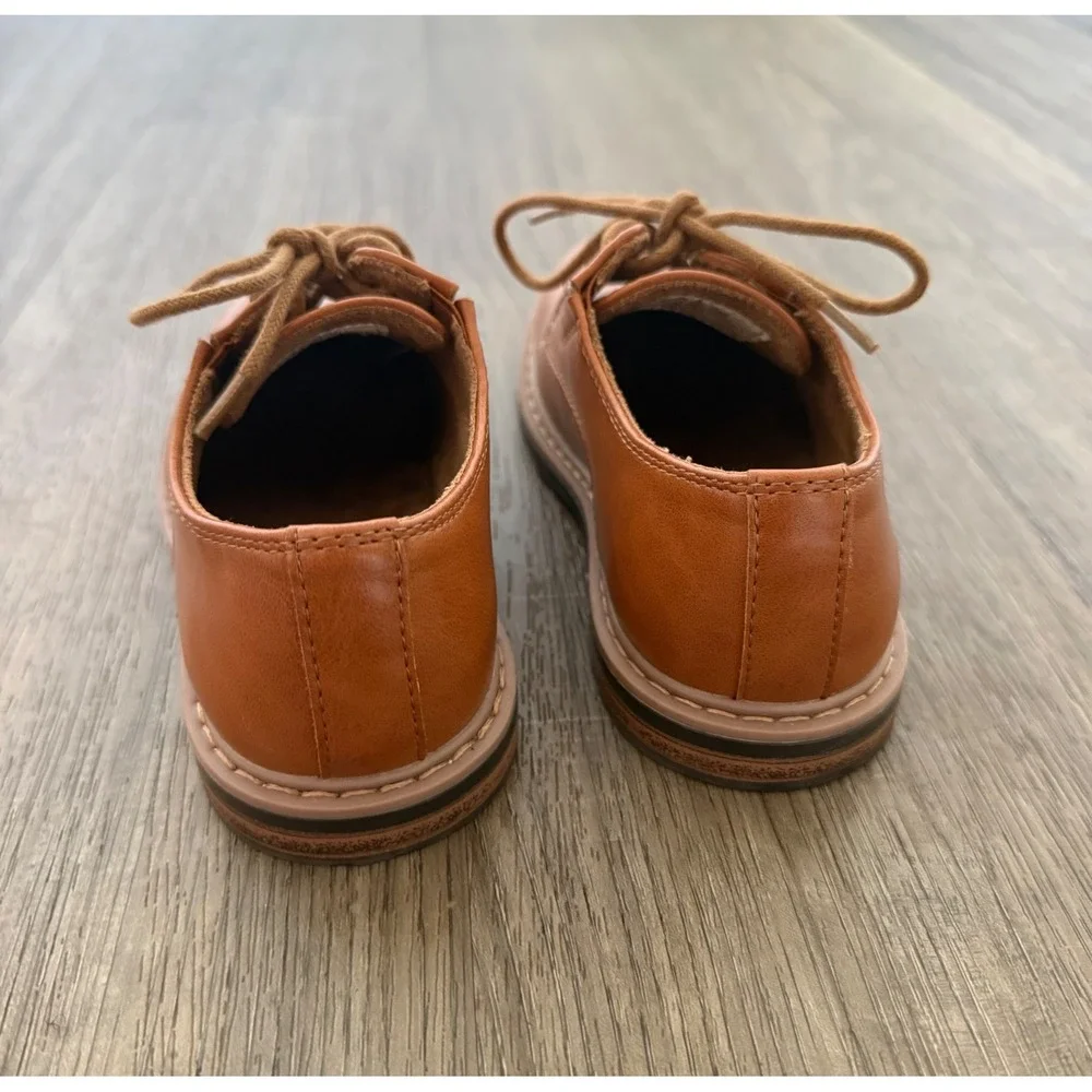 Kenneth Cole New York Boy's Size 11 Cognac Brown Derby Oxford Dress Shoe